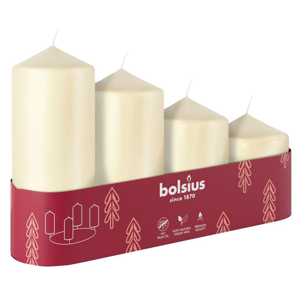 Bolsius Soft Pearl Assorted Pillar Candles (Pack of 4) Extra Image 1